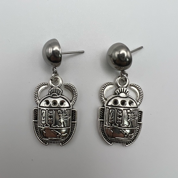 Egyptian Beetles Spiritual Statement Earrings  - Ancient  Spiritual Earrings - Picture 1 of 9